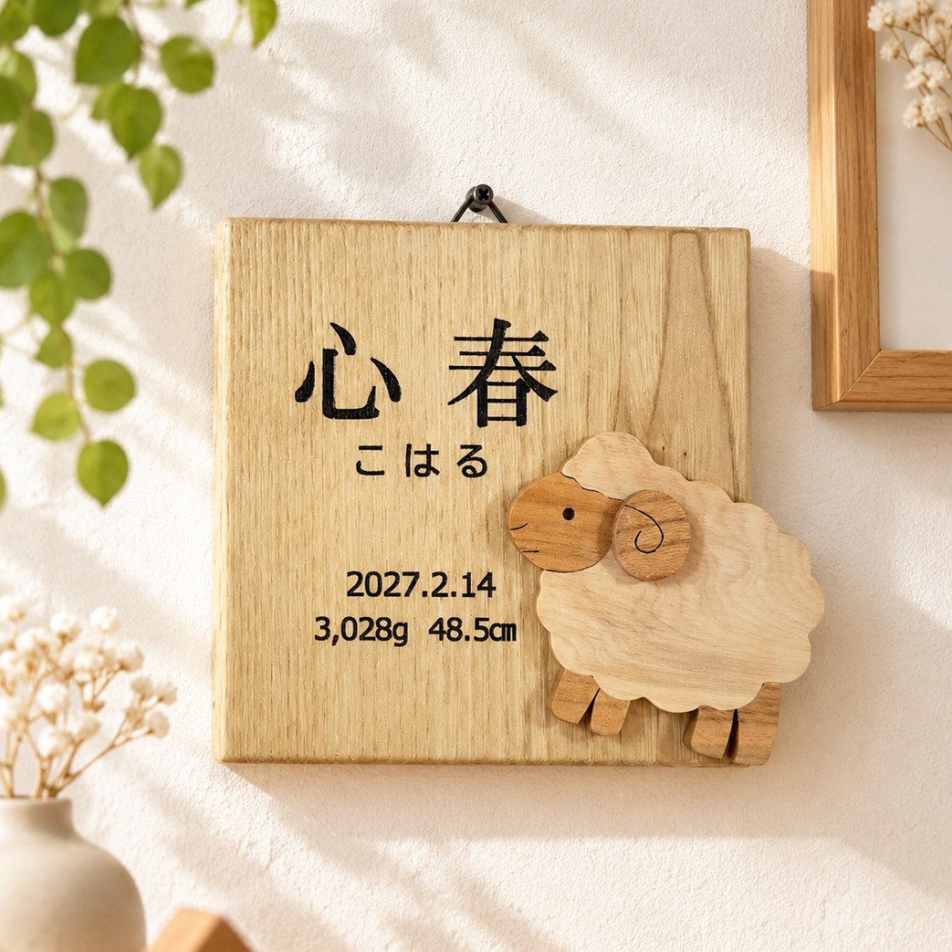 壁に掛けた命名プレート